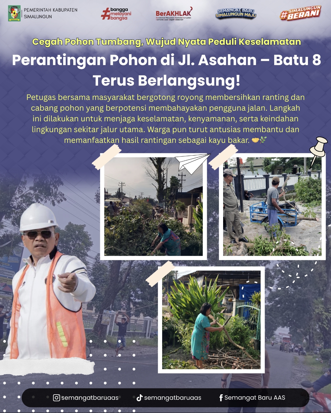 Perantingan Pohon di Pinggir Jalan Asahan Berlanjut: Antisipasi Kecelakaan di Jalan