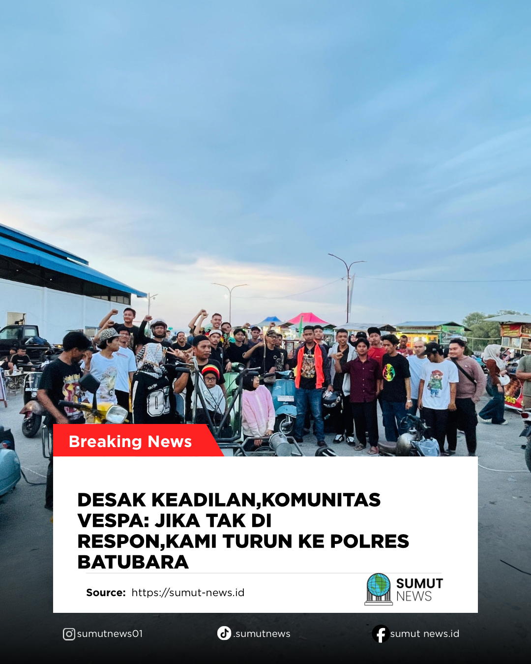 Ratusan Komunitas Vespa Gelar Konvoi Solidaritas di Batu Bara, Desak Polisi Usut Kasus Pengeroyokan